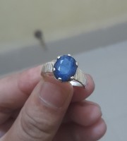 রুপার তৈরি রত্ন পাথরের আংটি : ব্যাংকক নীলা